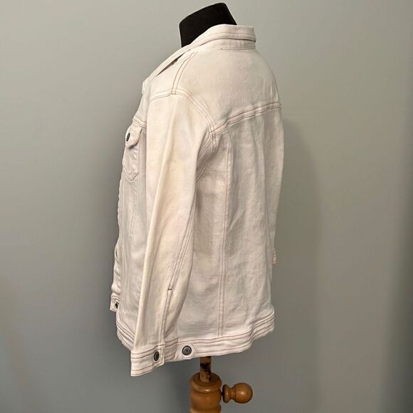 Stretch Women's White Denim Jacket - Picture 6 of 9